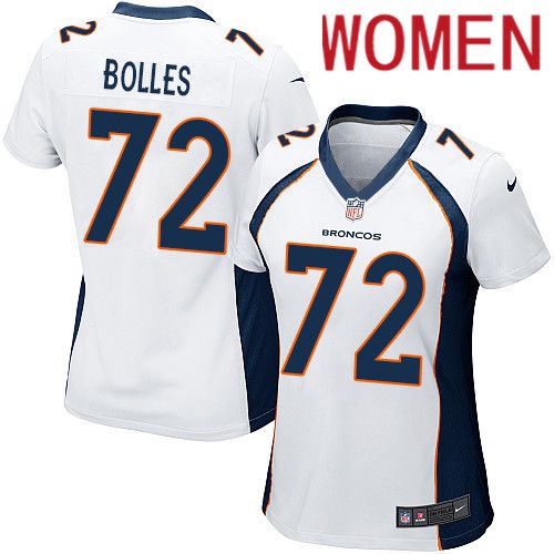 Women Denver Broncos #72 Garett Bolles White Nike Game NFL Jersey
